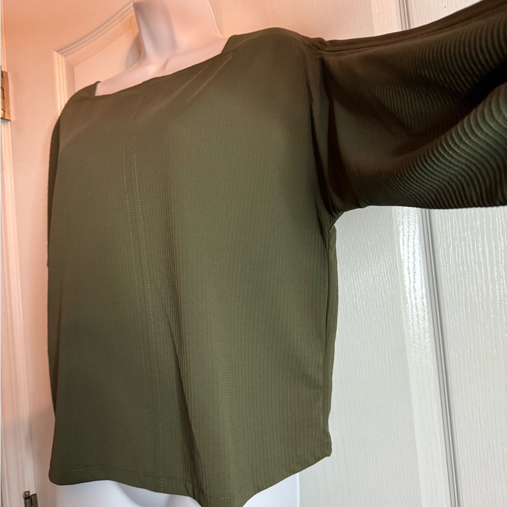 Zara Woman Ribbed Green Blouse 💚 - Picture 2 of 5
